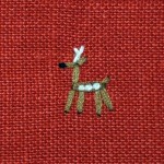 鹿の刺繍が可愛らしい♪　鹿の家族リネンポーチ☆