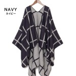 ポンチョのように羽織れるレトロ格子ストール☆